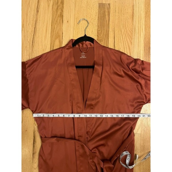 AW Bridal Dark Pink Satin Lace Trim Robe Small Wedding Getting Ready - Picture 5 of 6